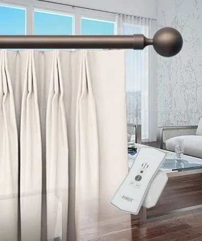 3 Pinch Top Pleat Style Electric Drapery On Decorative Track Fashioninteriors