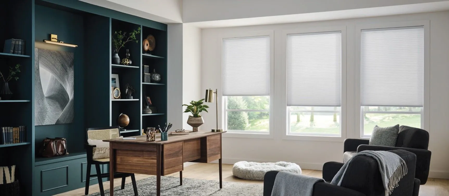 Alta Honeycomb Shades Office Blue Fashioninteriors