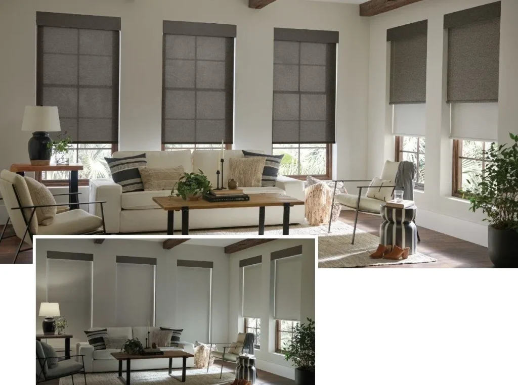 Alta Roller Shades Livingroom Blackout Dualmount Motorized Fashioninteriors