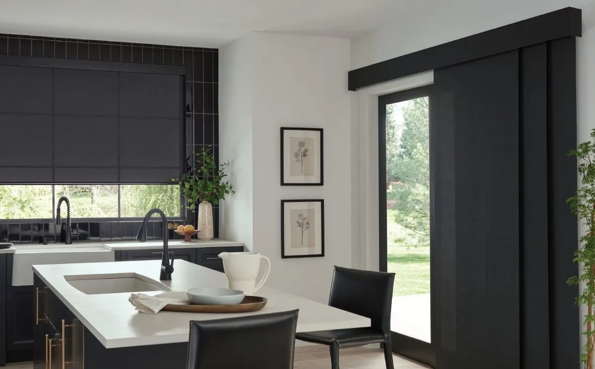 Alta Roller Shades Paneltrack Slidingglassdoor Black Kitchen Fashioninteriors