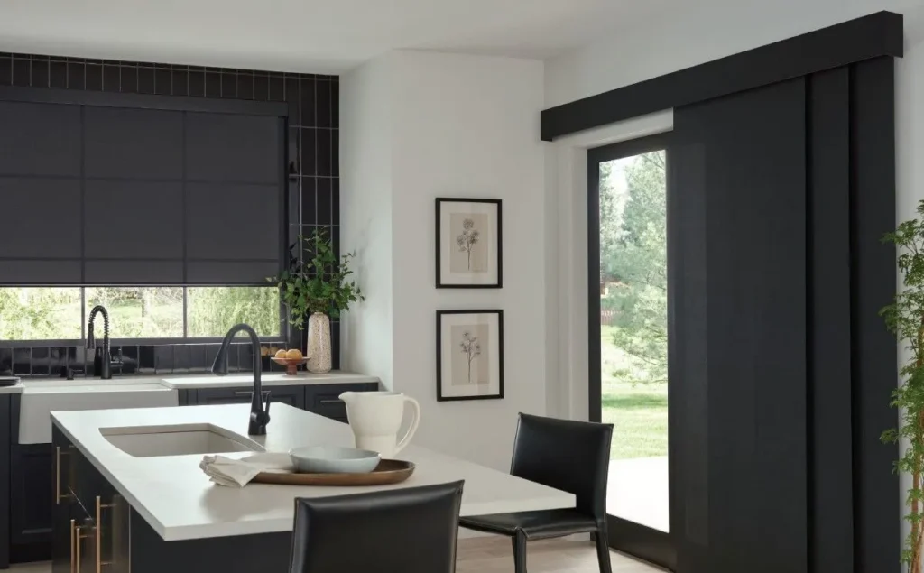 Alta Roller Shades Paneltrack Slidingglassdoor Black Kitchen Fashioninteriors