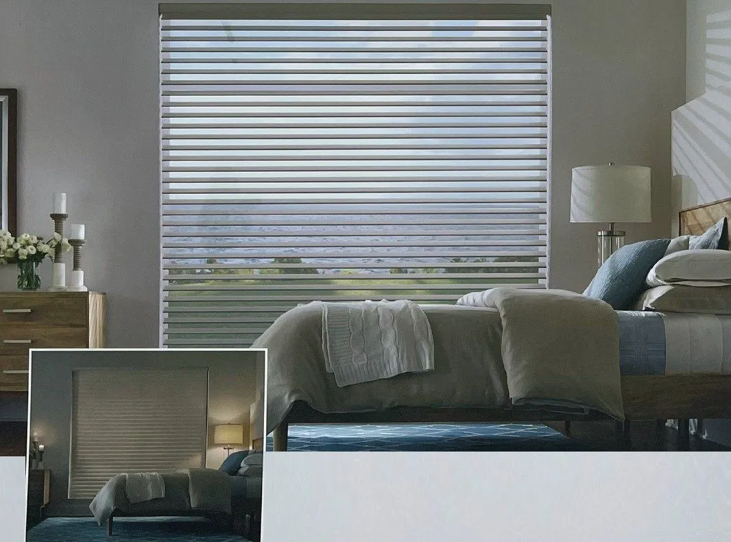 Alta Sheer Shades Bedroom Gray Open Closed Vanes Fashioninteriors