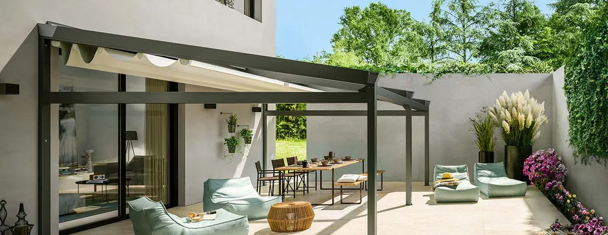 Corradi Pergola Shade Retractable Roof System Modern Boho Outdoor Livingroom Diningroom 2019