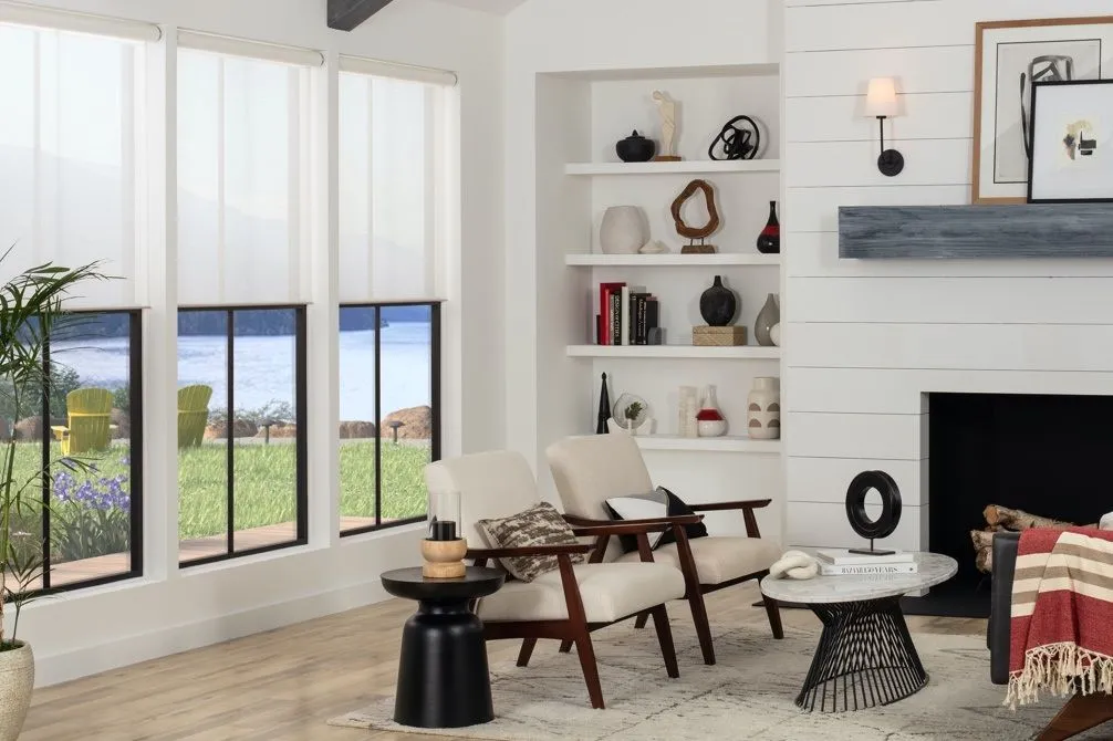 Lutron Palladiom Roller Shade White Livingroom Fashioninteriors 2024