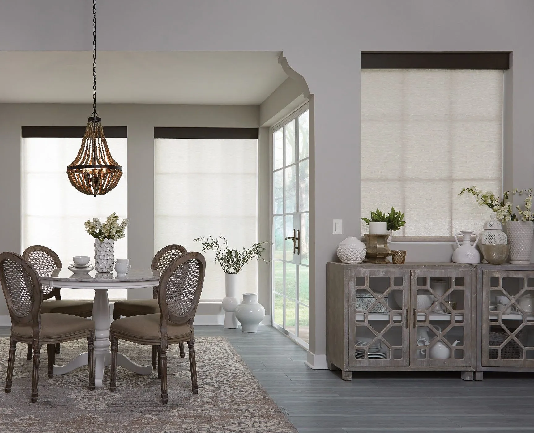 Lutron Sivoia Qs Rollershade Fashioninteriors Sheer White Dinningroom Fasciabox