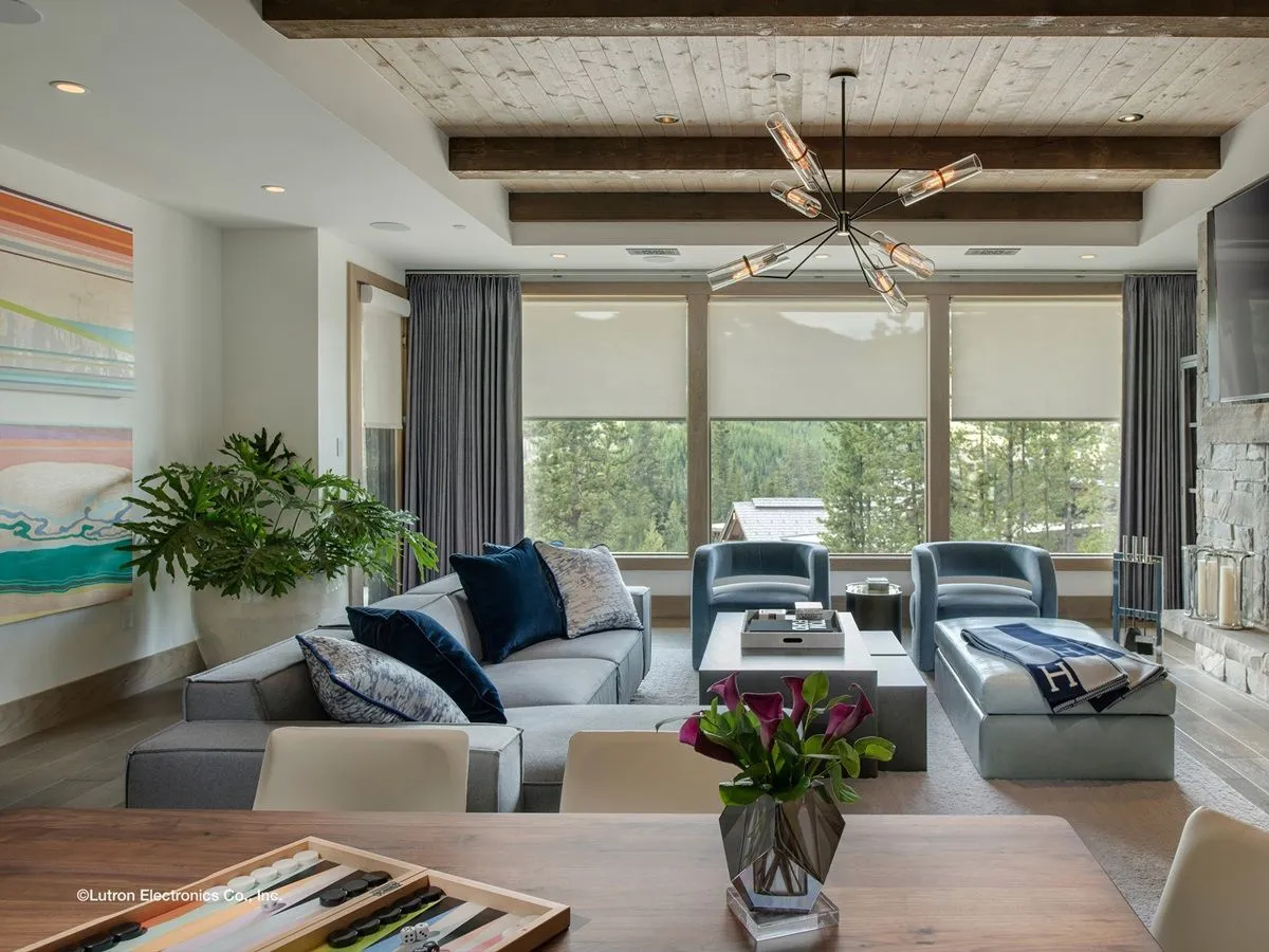 Lutron Sivoia Qs Rollershades Livingroom Modern Fashioninteriors
