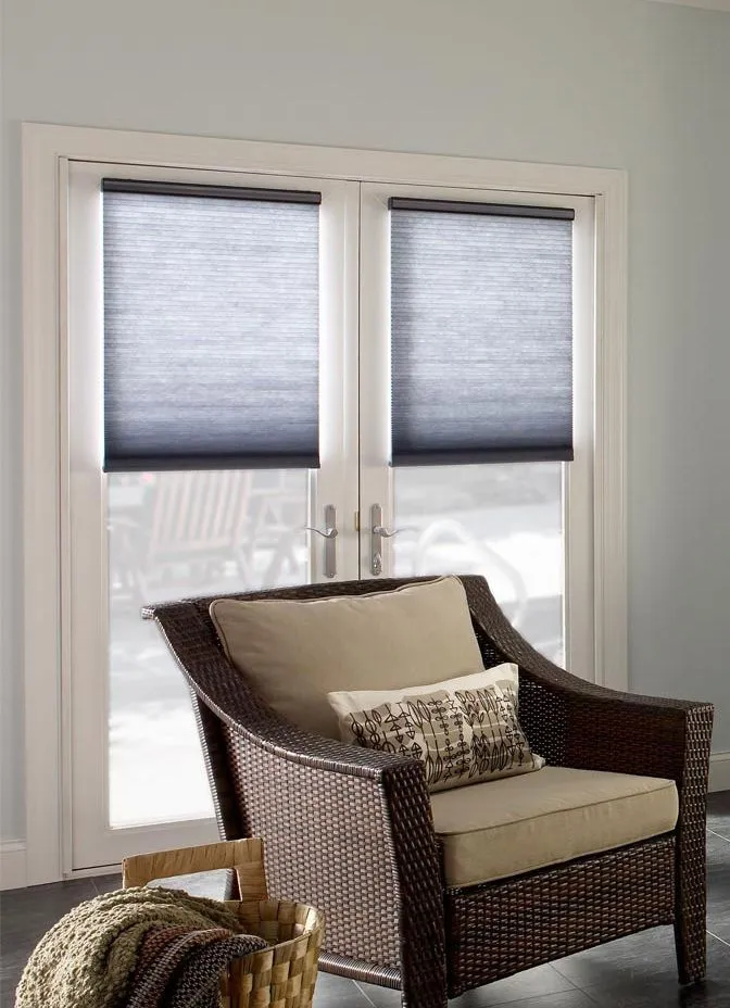 Lutron Sivoia Qs Triathlon Battery Honeycomb Shades Gray Livingroom Small Fashioninteriors