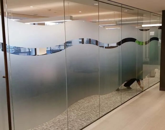 Commercial Business Office White Solar Pattern Design Decorative Window Tint Film Modern Wave Curve Gradient Frost 2019