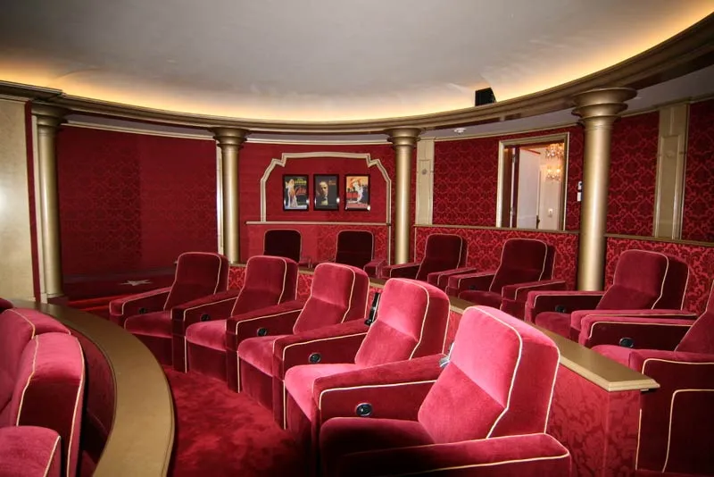 Custom Rug Mediaroom Upholstered Walls Modern Red Movie Theatre 2019