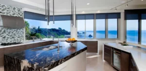 Designer Rollershades Modern Kitchen Beachfront Valancecornice Sheergray Fashioninteriors 2021
