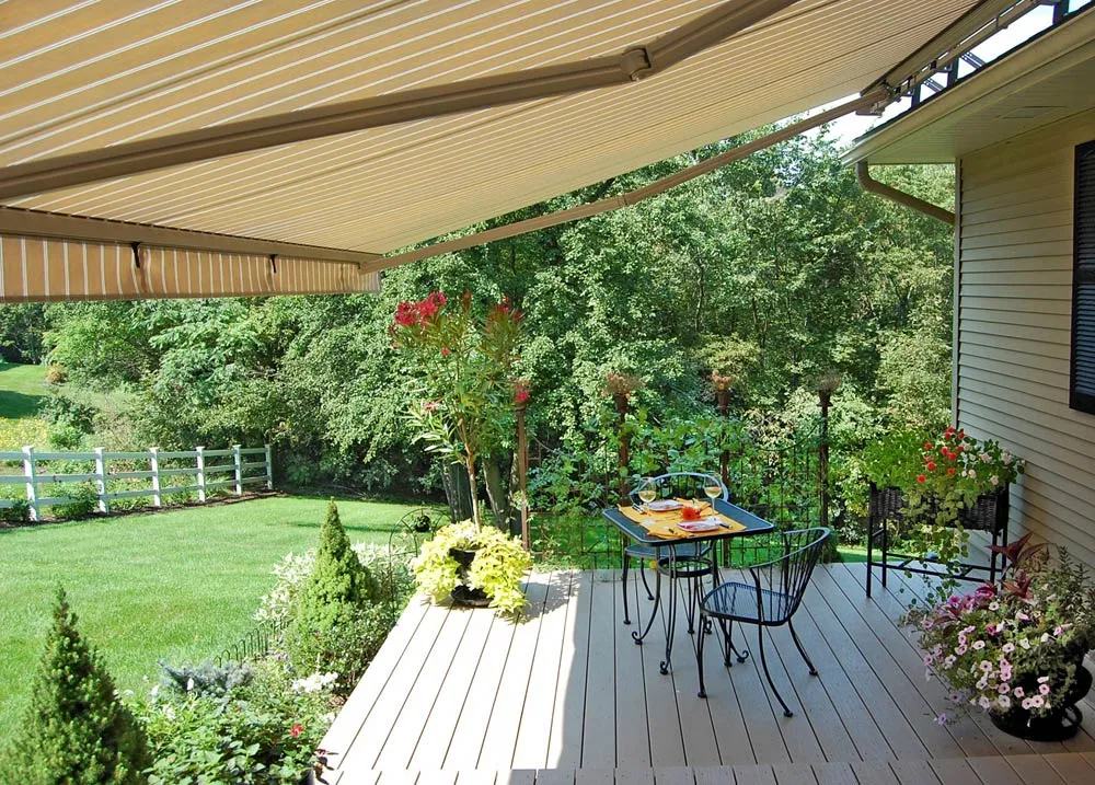 Durasol Awning Garden Traditional Tan Stripe Eating Area 2018