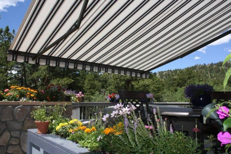 Durasol Awning Garden Traditional White Stripe Eating Sitting Area 2018