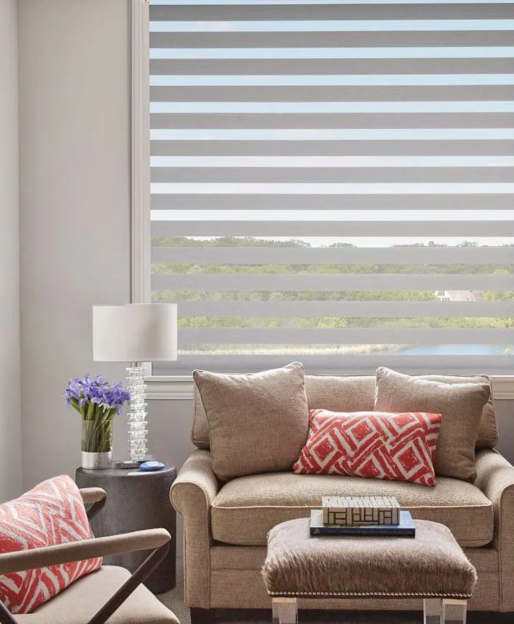 Hunterdouglas Banded Zebrashades Sofa Gray Fashioninteriors 2020