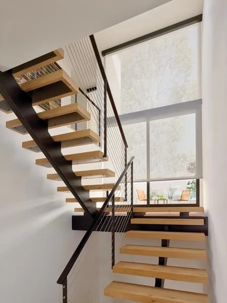 Hunterdouglas Roller Solar Screenshade Batterypowered Motorized Modern Staircase Hallway Fashioninteriors 20