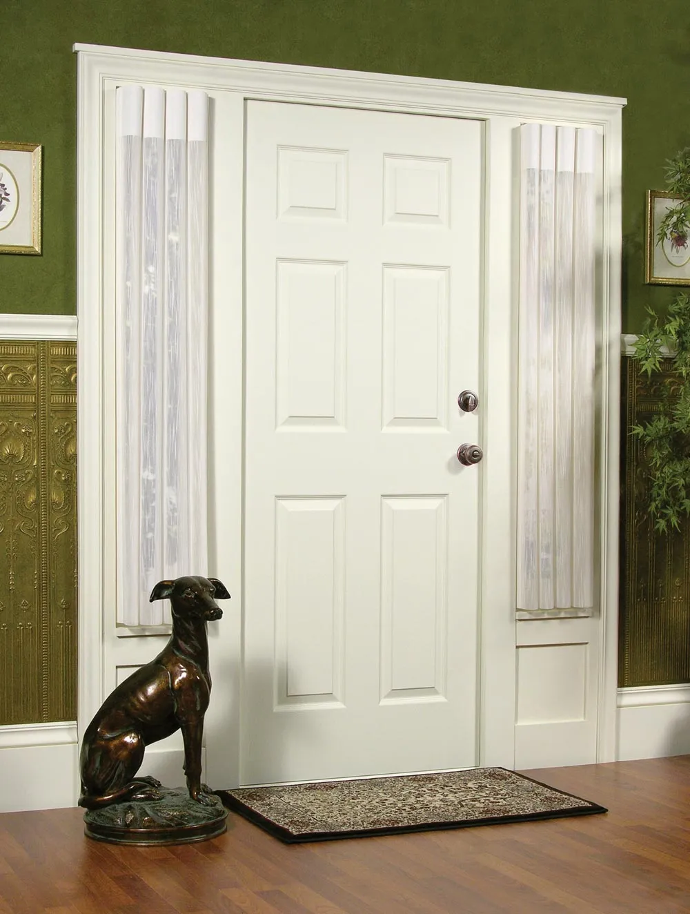Luminette Privacy Sheers Sidelight Entryway Foyer Traditional Dog Statue Hunterdouglas 2007