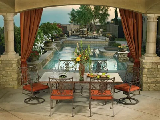 Outdoor Curtains Drapery Brown Traditional Outdoor Dining Poolview 2018