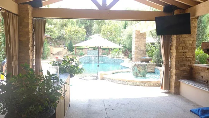 Outdoor Curtains Drapery Brown Traditional Stone Poolview 2018
