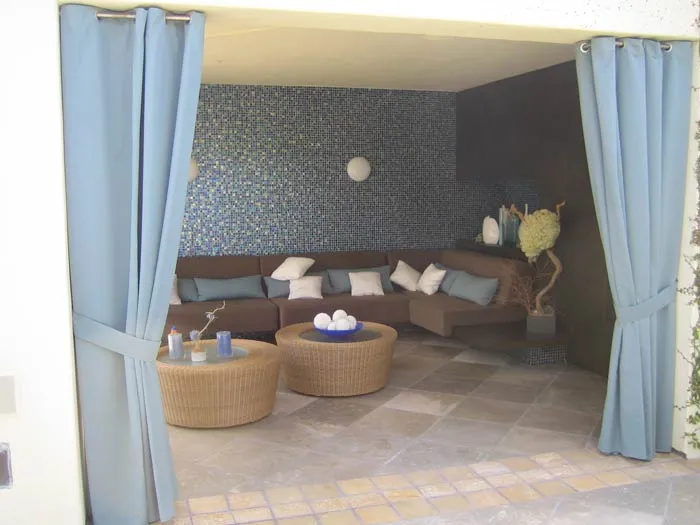 Outdoor Patio Curtains Blue Modern Livingroom Fashioninteriors 2018