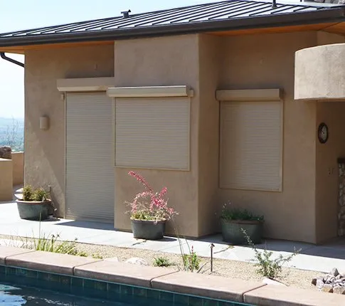 Outdoor Rolling Shutters Exterior View Pool Area Tucson 2019