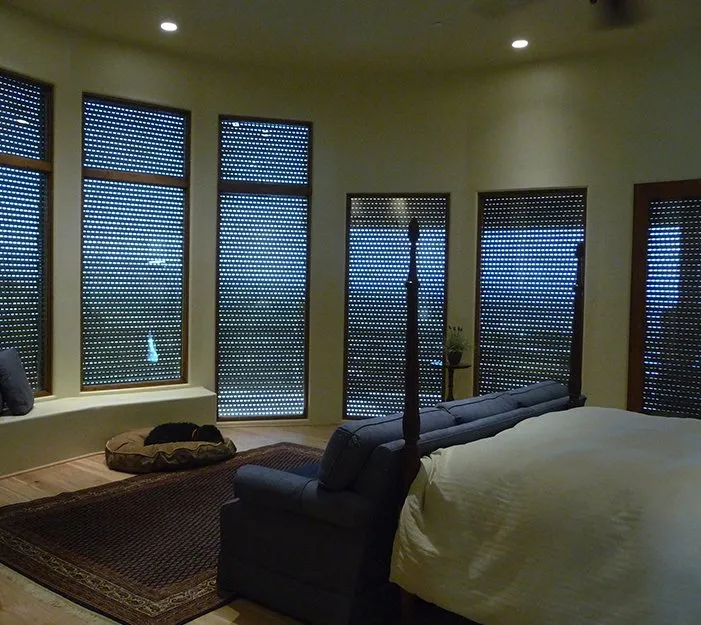 Outdoor Rolling Shutters Night Interior View Bedroom Modern Tucson 2019