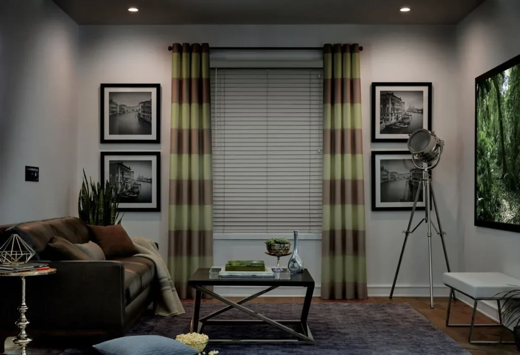 Parkland Wood Blinds Drapery Home Theater Mediaroom Livingroom Traditional Hunterdoulas 2016