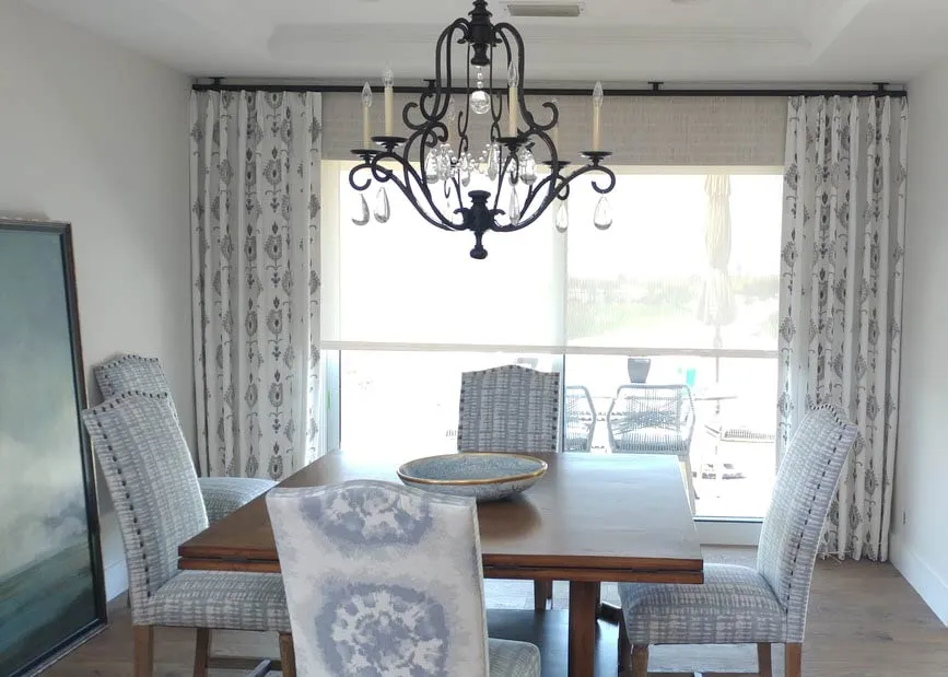 Soft Roman Shade Euro Pleat Drapery Woven Shade Transitional Diningroom 2019