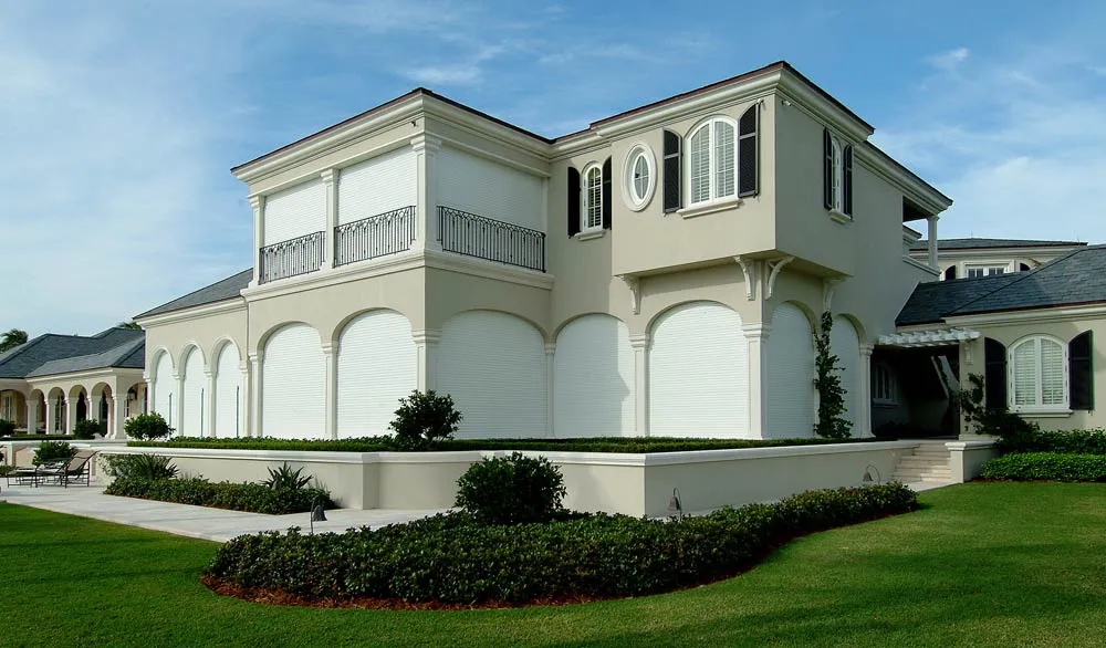 Somfy Outdoor Security Rolling Shutters Exterior View Traditional Home 2019