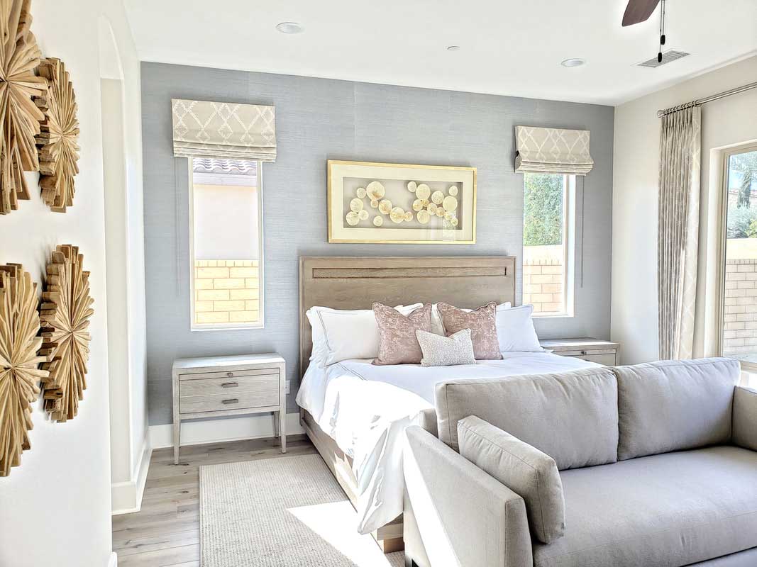 Valance Flat Roman Shade Drapery Pattern Tan Modern Bedroom 2019