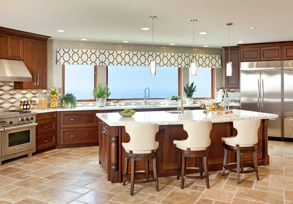 Valance Inverted Pleat Pattern White Brown Traditional Modern Kitchen Window Oceanview 2019
