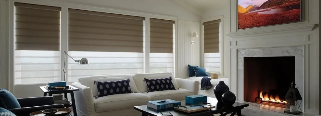 Vignette Modern Romanshades Home Theater Mediaroom Casual Livingroom Openshades Hunterdouglas 2018
