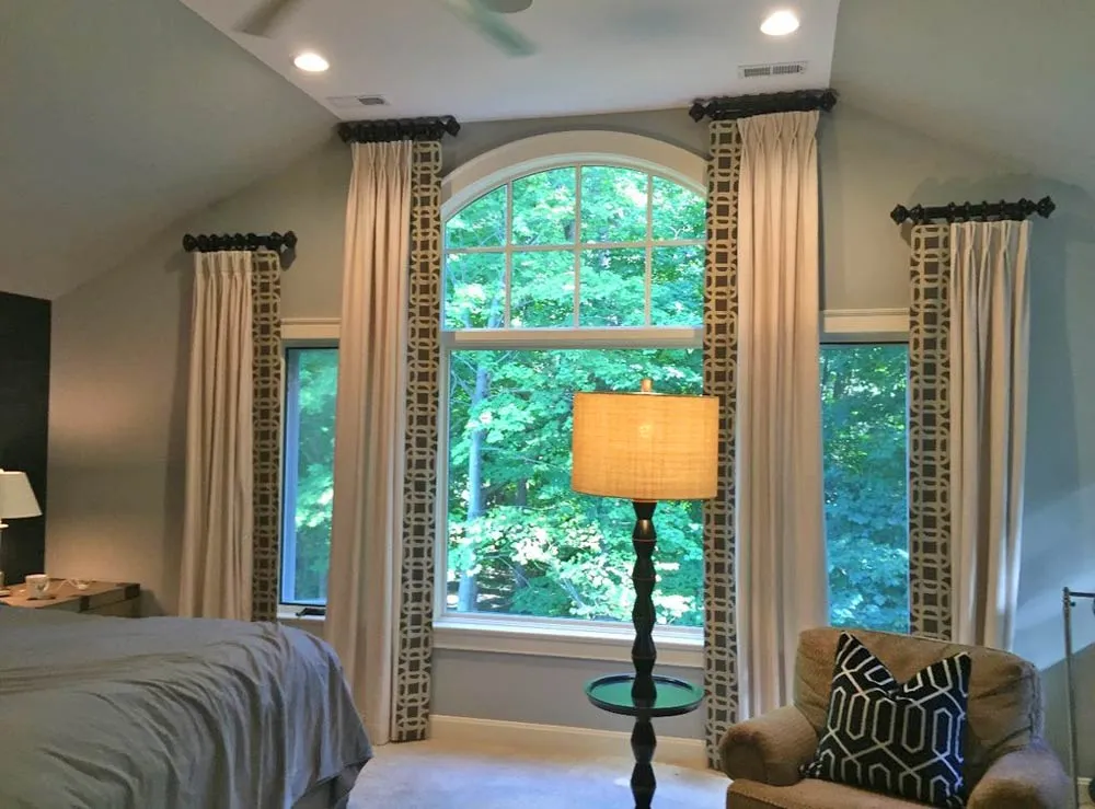 Window Stationary Panels Drapery French Pinch Pleat Arch Top Classic Tradtional Bedroom 2019